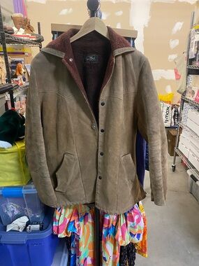 Men's Brown Suede Shearling-Lined Jacket